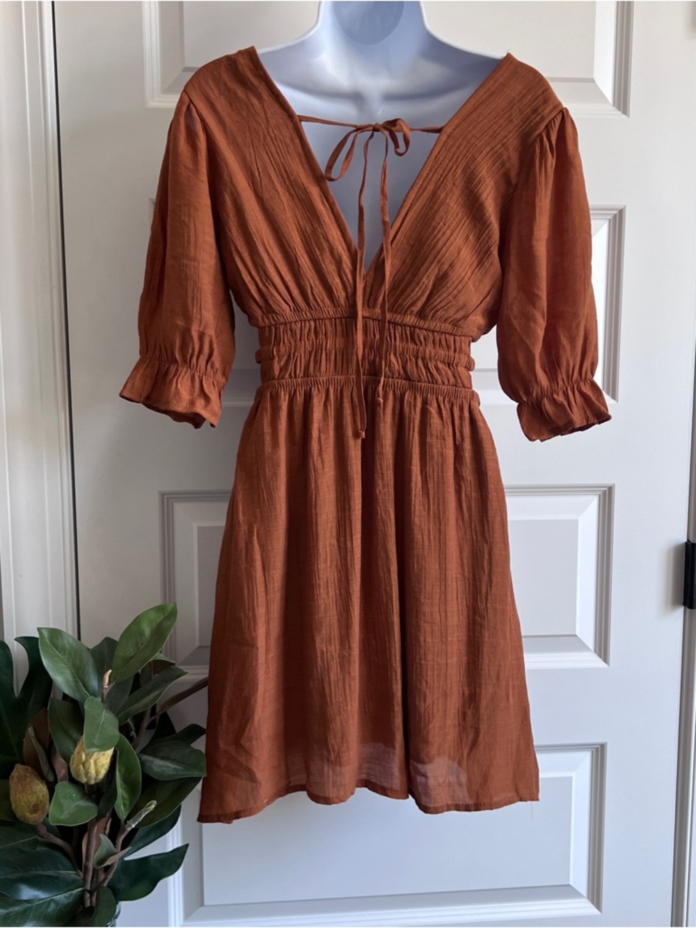 SPEED LIMIT Mini Terracotta Smocked Boho Goddess Sz Small NWT Free People - Picture 4 of 9